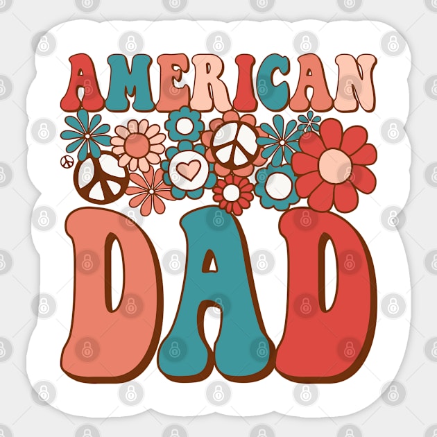 Retro Groovy American Dad Matching Family 4th of July Sticker by BramCrye